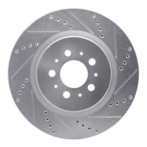 Volvo S60 Brake Rotor (1) - Rear Right - R1 Concepts - Drilled & Slotted - Silver - `04-`07